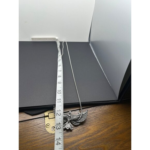 Vintage Style Flying Eagle Pendant Necklace Box Chain Antique Silver Finish - Picture 9 of 9